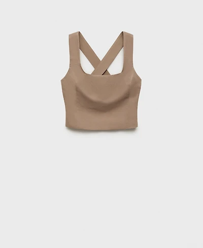 Mango Women's Linen-Blend Cross-Back Top