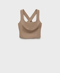 Mango Women's Linen-Blend Cross-Back Top