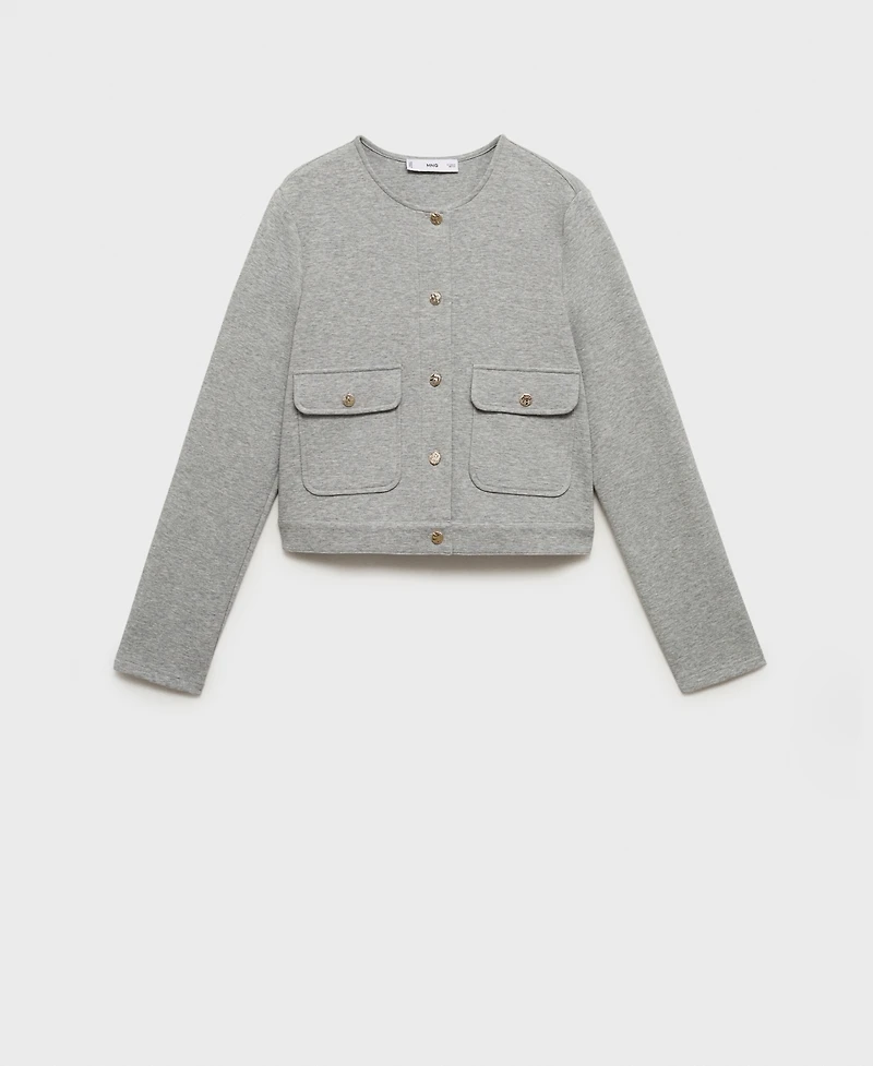 Mango Women's Pockets Cotton Cropped Jacket