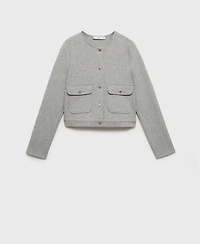 Mango Women's Pockets Cotton Cropped Jacket