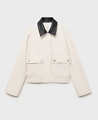 Mango Women's Contrasting Collar Denim Jacket