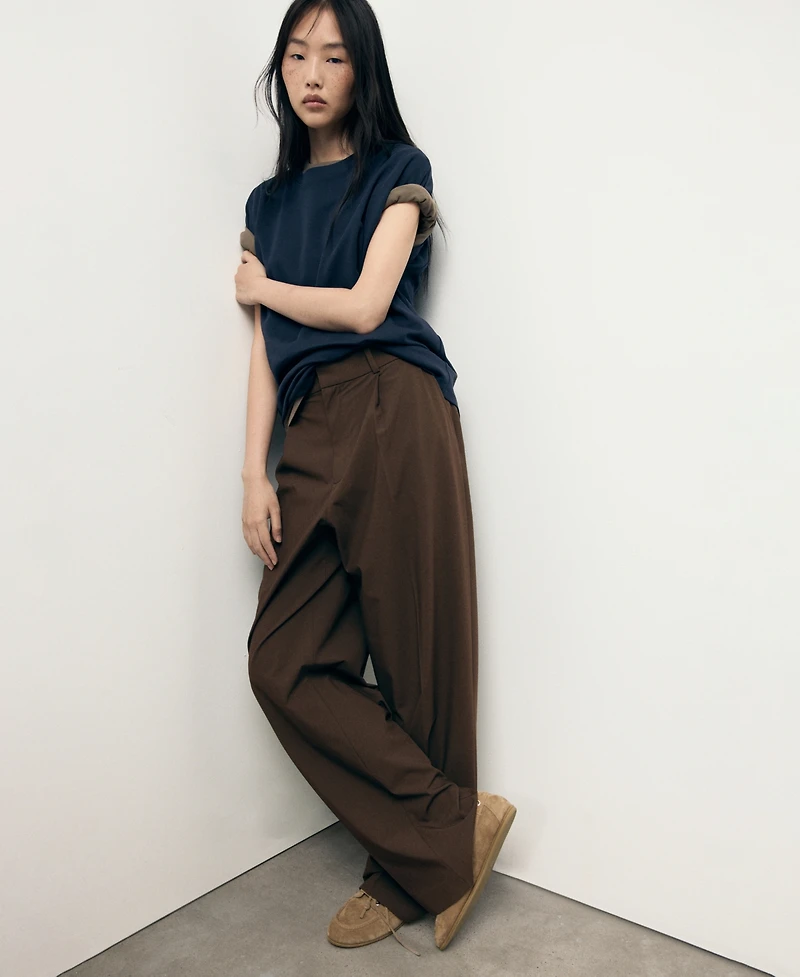 Mango Women's Low-Rise Wide-Leg Pants