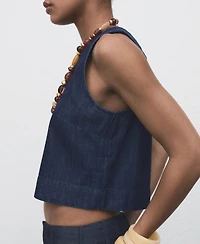 Mango Women's Denim Crop Top