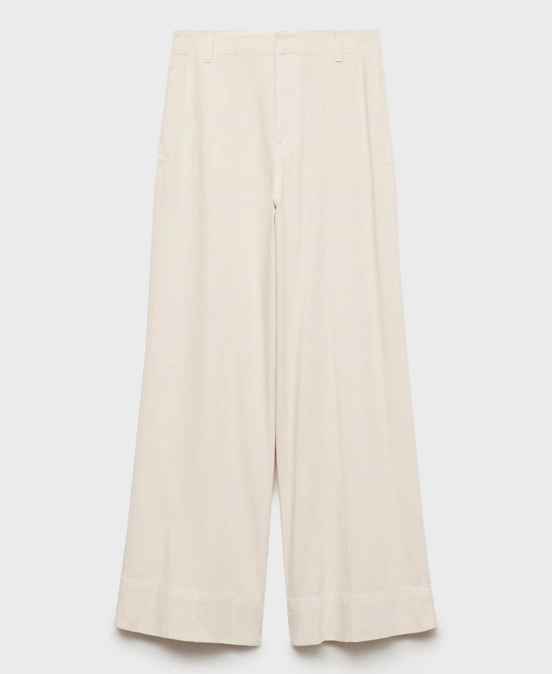 Mango Women's Stitching Detail Wide Leg Denim Pants