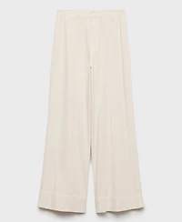 Mango Women's Stitching Detail Wide Leg Denim Pants