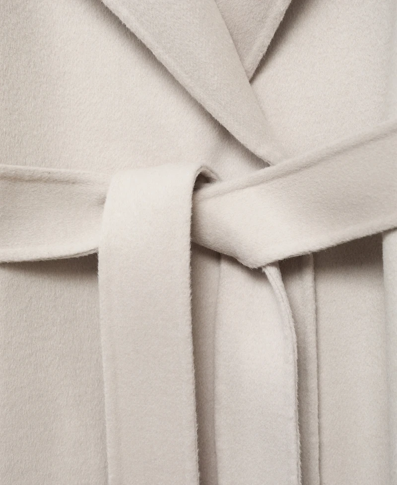 Mango Women's Handmade Belt Wool Coat