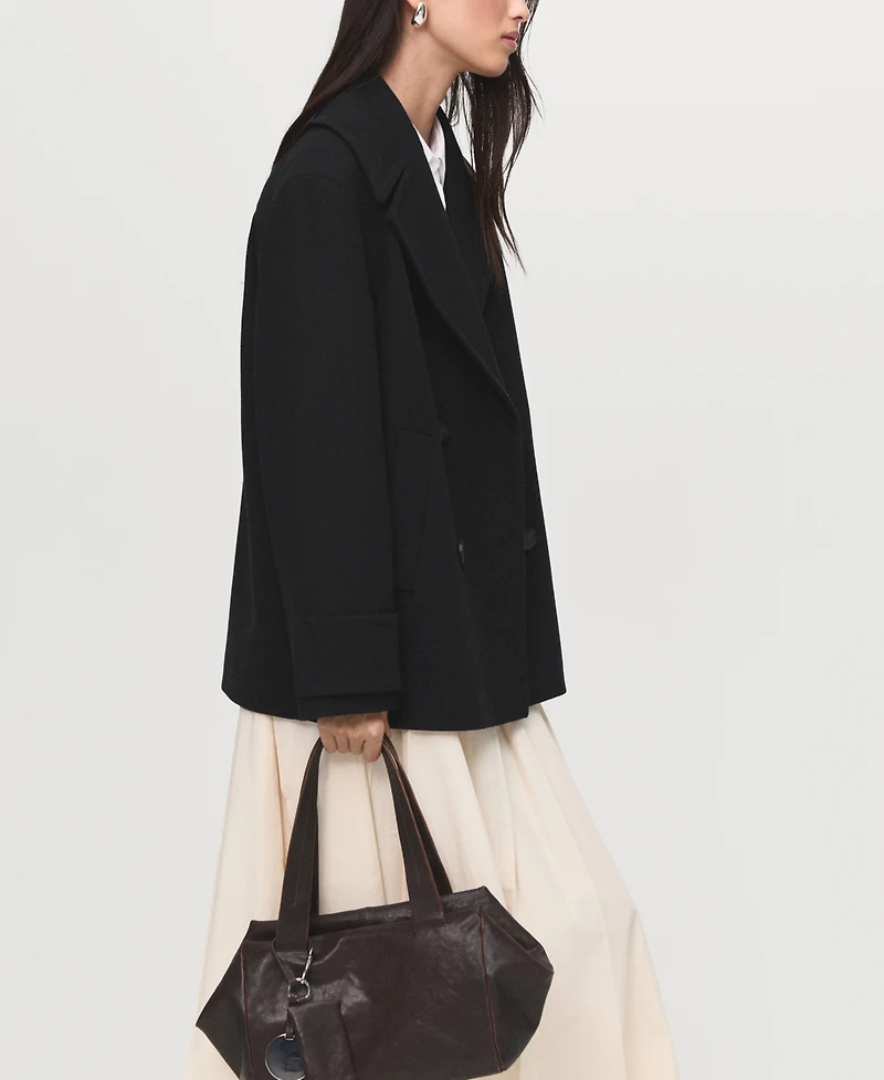 Mango Women's Double-Breasted Wool Blend Coat