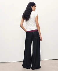 Mango Women's Wide Leg Pleated Jeans