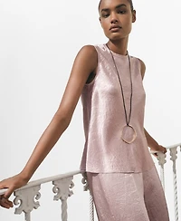 Mango Women's Wrinkled-Effect Satin Blouse