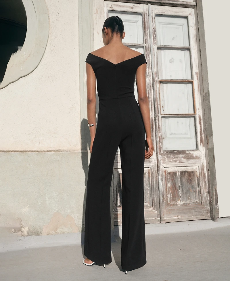 Mango Women's Asymmetrical Neck Long Jumpsuit
