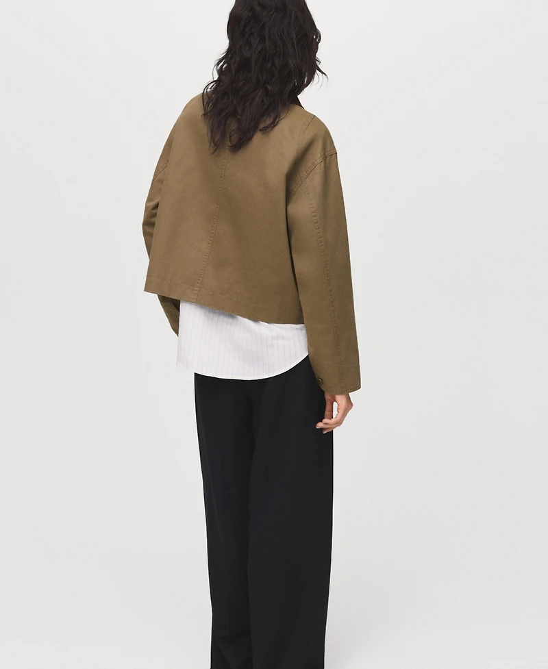 Mango Women's Corduroy Collar Denim Jacket