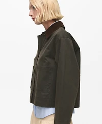 Mango Women's Corduroy Collar Denim Jacket