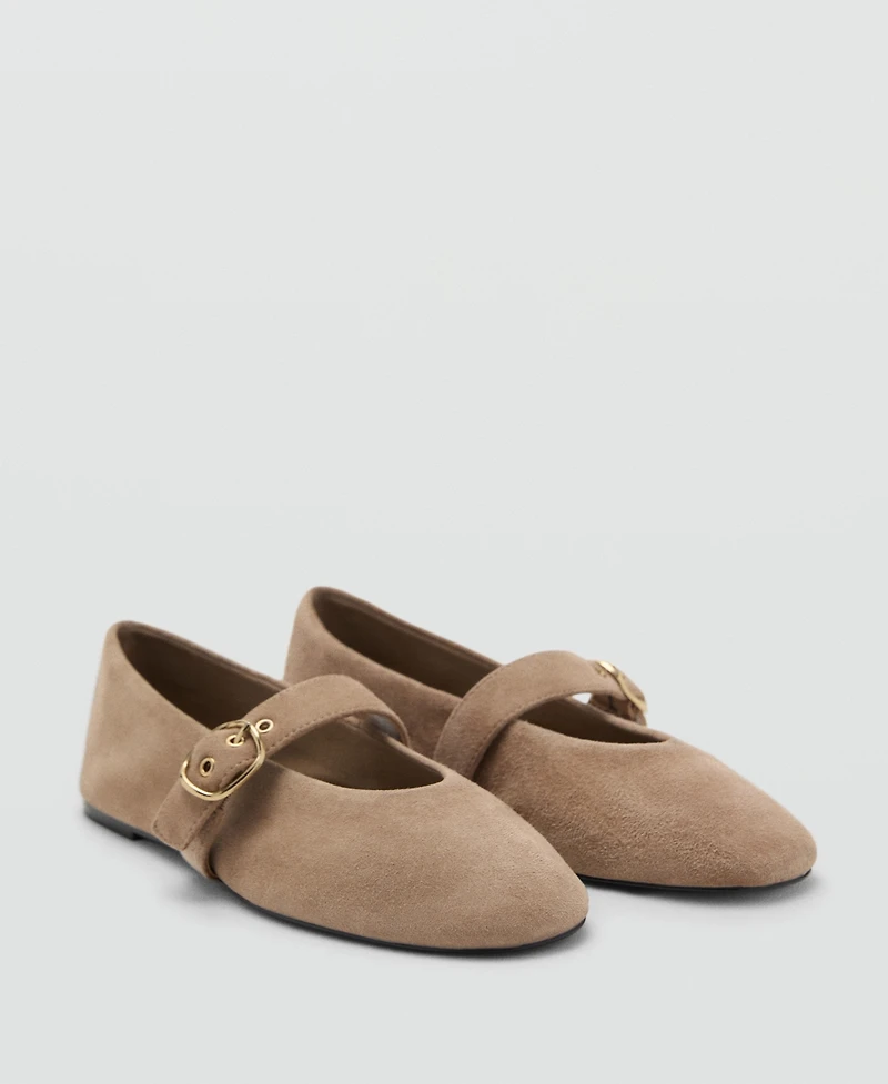 Mango Women's Suede Leather Ballet Flats