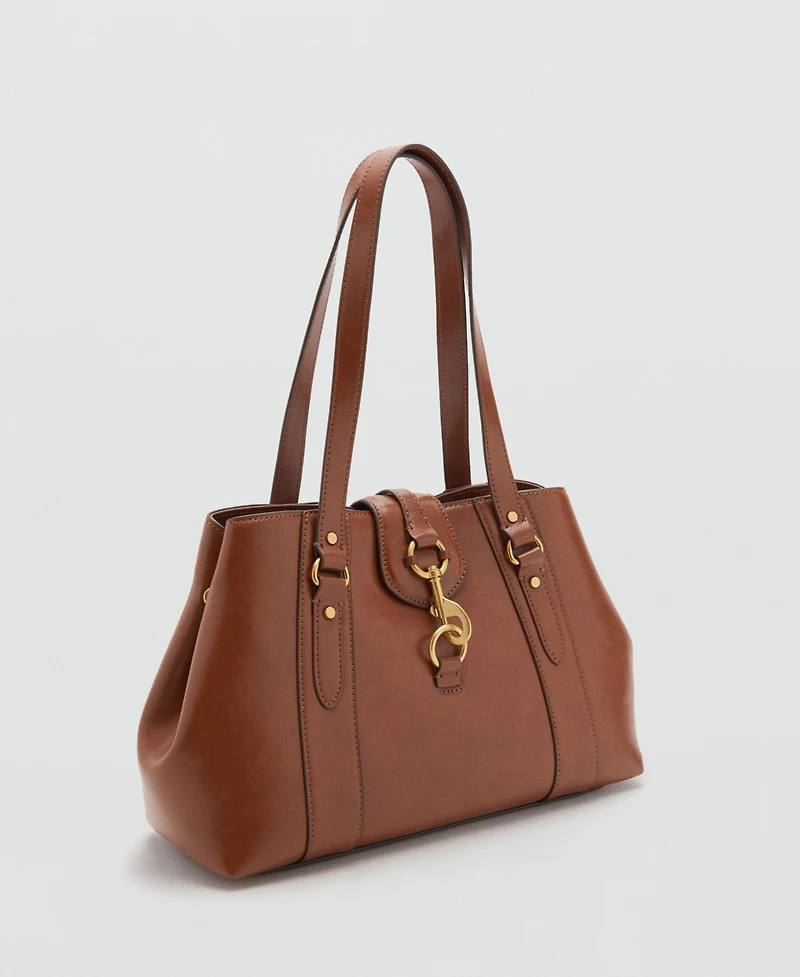 Mango Women's Hook Fastener Large Shoulder Bag