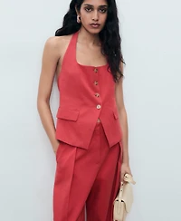 Mango Women's Linen-Blend Balloon Suit Pants