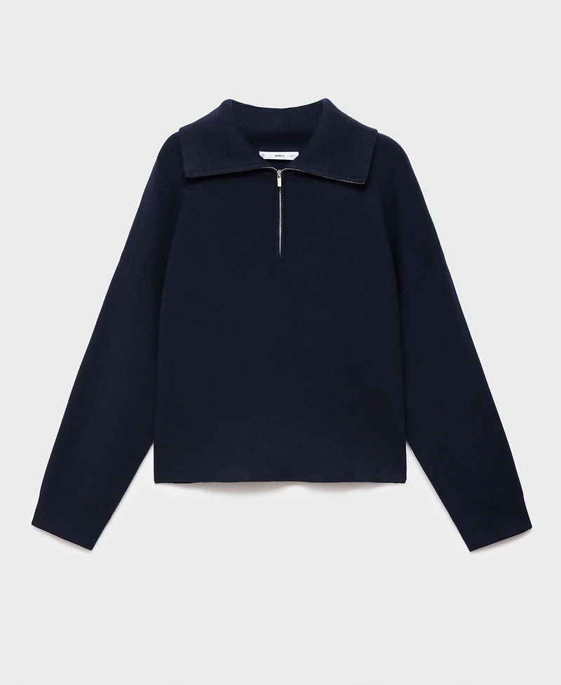 Mango Women's Zip Collar Knitted Sweater