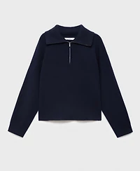 Mango Women's Zip Collar Knitted Sweater