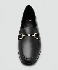 Mango Women's Buckle Leather Moccasins