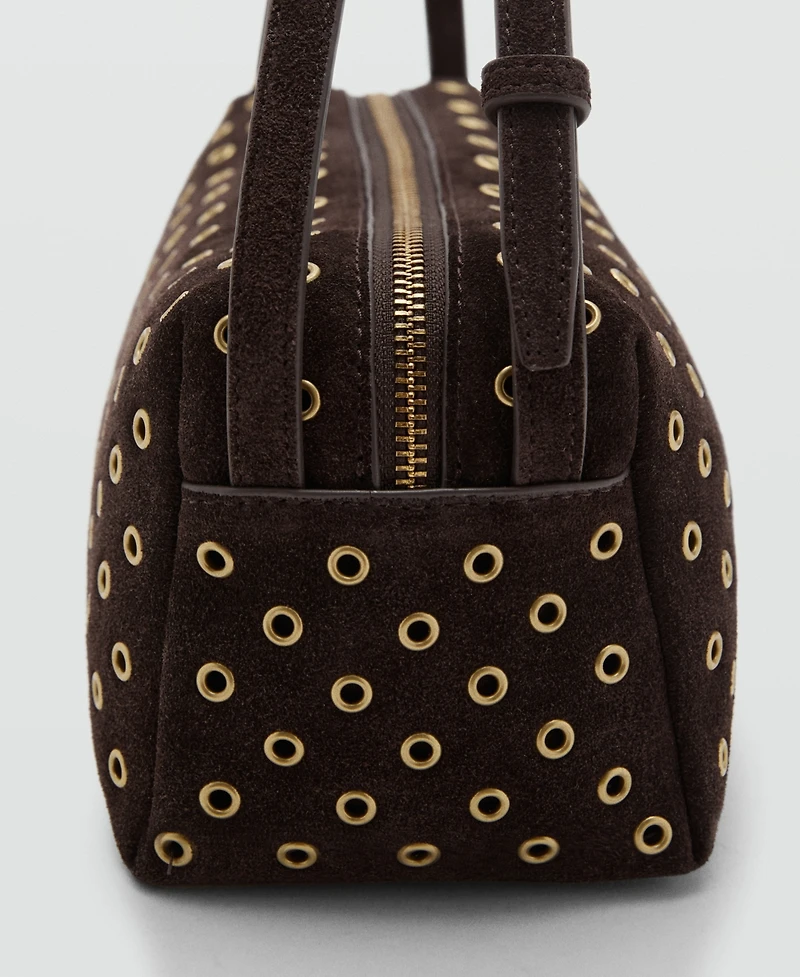 Mango Women's Eyelets Detail Suede Shopper Bag