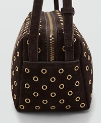 Mango Women's Eyelets Detail Suede Shopper Bag