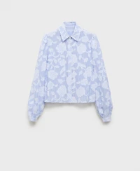 Mango Women's Embroidered Details Striped Shirt
