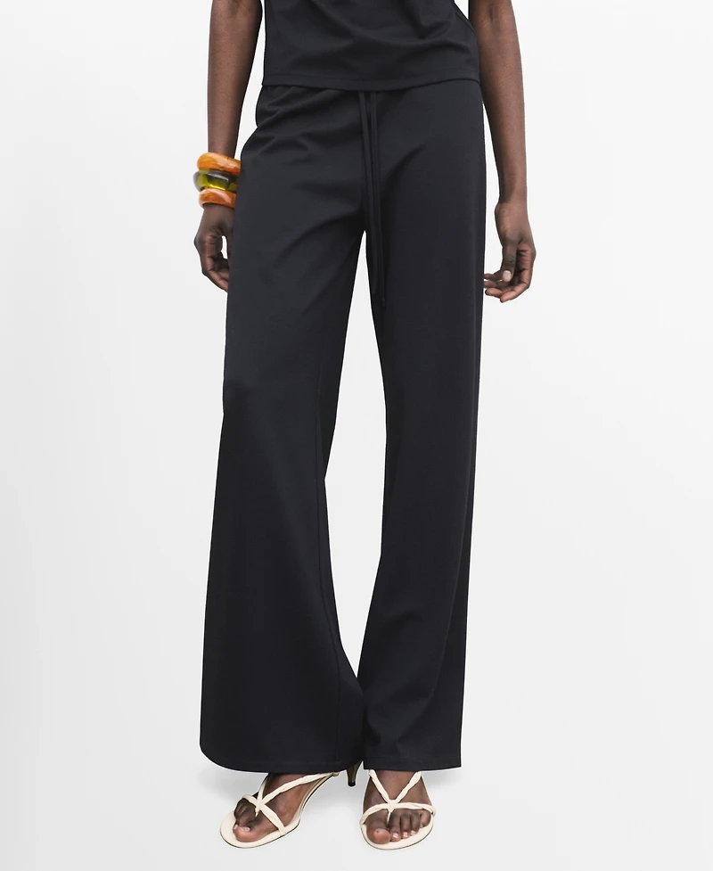 Mango Women's Elasticated Waist Wide-Leg Pants