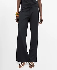 Mango Women's Elasticated Waist Wide-Leg Pants