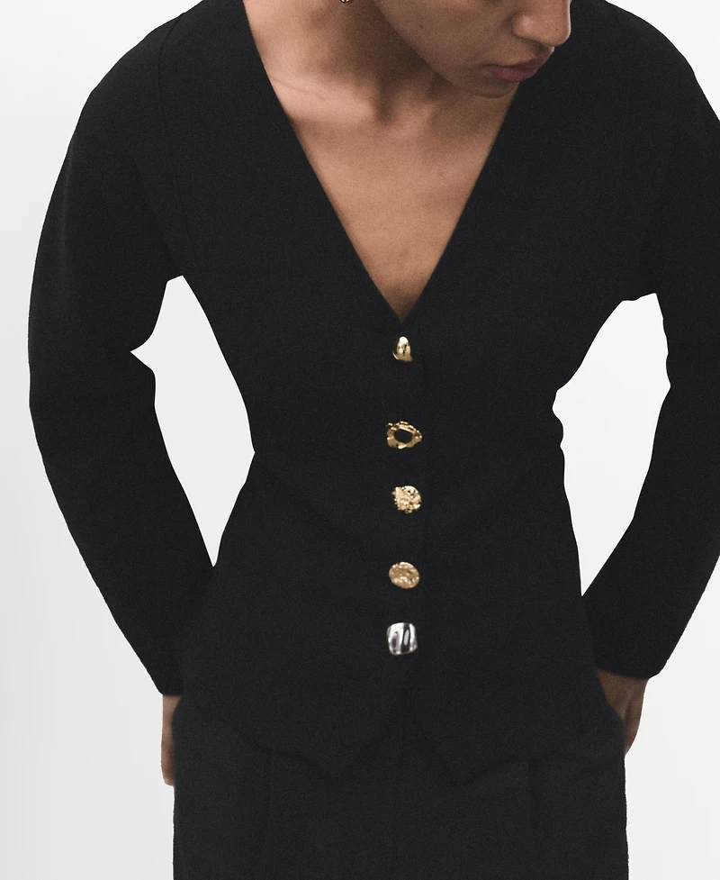 Mango Women's Jewel Buttons Knitted Jacket