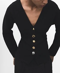 Mango Women's Jewel Buttons Knitted Jacket