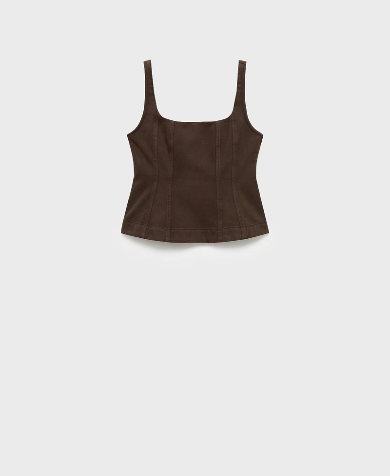 Mango Women's Flared Denim Top
