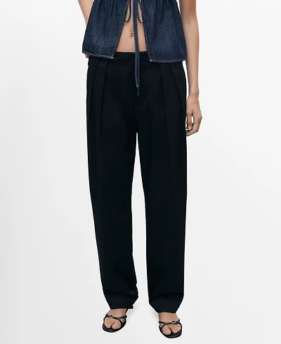 Mango Women's Buttons Cotton Pants