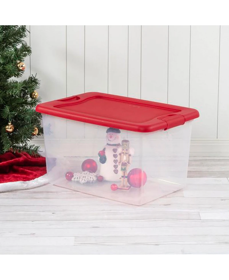 Sterilite 64 Qt. Clear Plastic Latching Lid Storage Bin Container Tote, 12 Pack