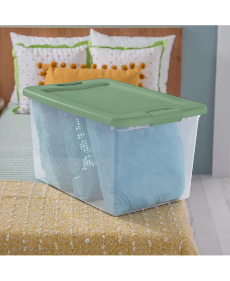 Sterilite 64 Qt Latching Plastic Storage Container Tote, Crisp Green (12 Pack)