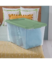 Sterilite 64 Qt Latching Plastic Storage Container Tote, Crisp Green (12 Pack)