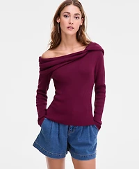 Bar Iii Women's Off-The-Shoulder Ribbed Sweater, Macy's Exclusive