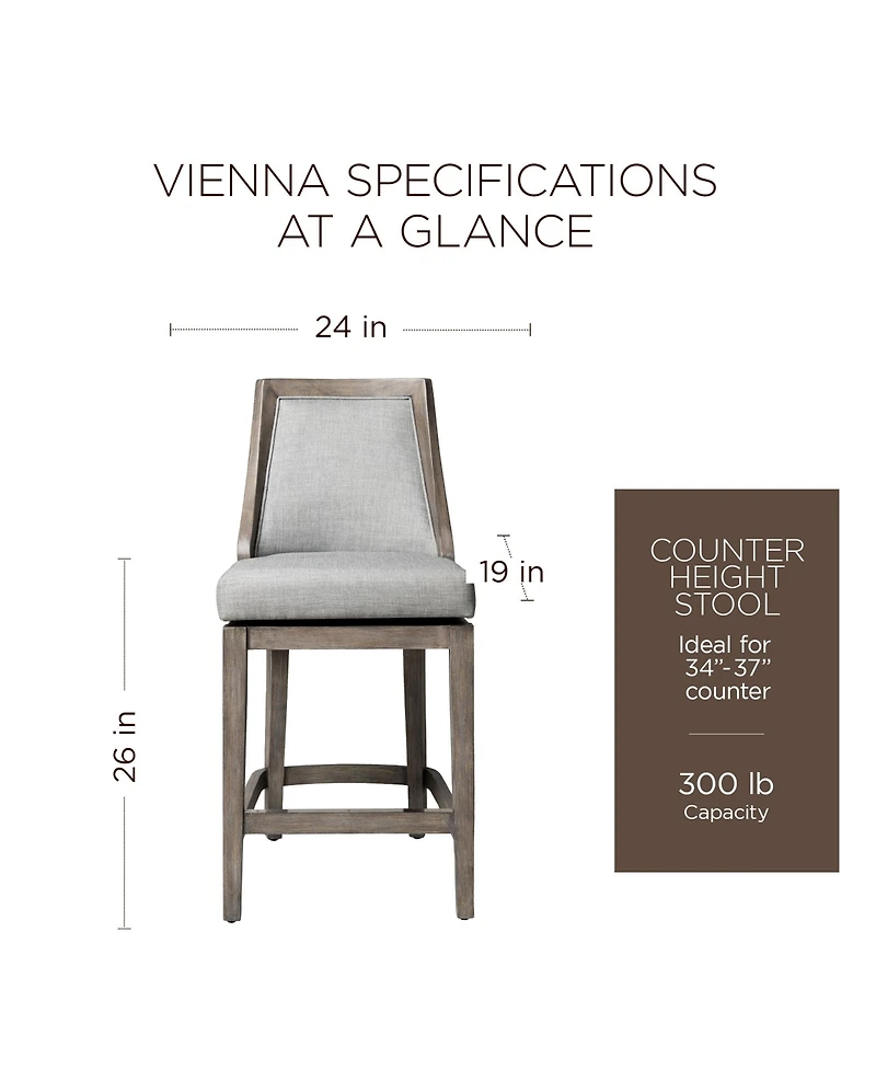 Maven Lane Vienna Counter Stool in Reclaimed Oak Finish, Ash Grey, Set of 2