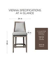 Maven Lane Vienna Counter Stool in Reclaimed Oak Finish, Ash Grey, Set of 2