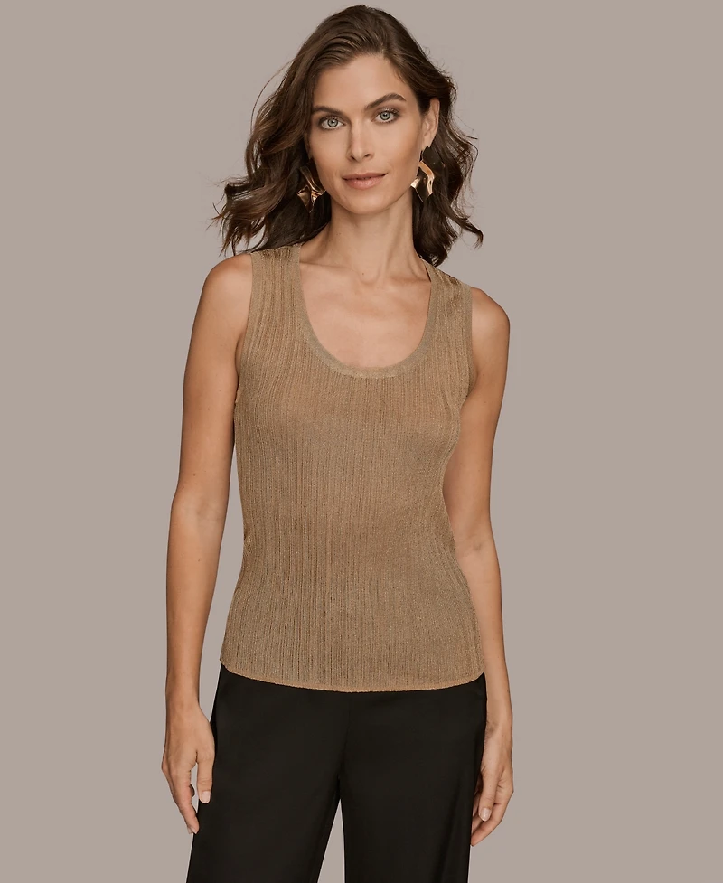 Donna Karan New York Women's Novelty Sleeveless Scoop Neck Sweater