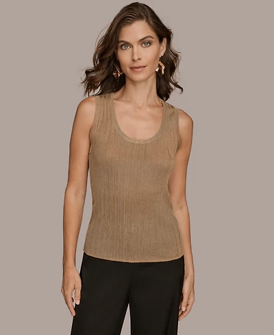 Donna Karan New York Women's Novelty Sleeveless Scoop Neck Sweater