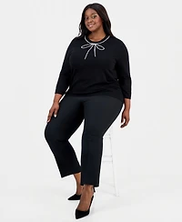 Anne Klein Plus Glitz Bow 3/4-Sleeve Sweater