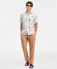 Club Room Men's Casa Regular-Fit Floral Button-Down Linen Shirt, Macy's Exclusive