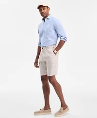 Club Room Men's Classic-Fit Window Pane Linen Shorts, Macy's Exclusive