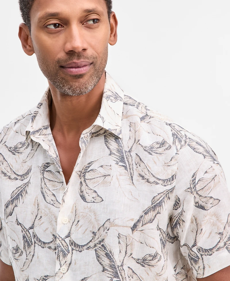 Club Room Men's Casa Regular-Fit Floral Button-Down Linen Shirt, Macy's Exclusive