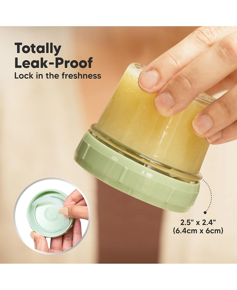 KeaBabies 6pk Prep Baby Food Storage Containers, 4 oz Leak-Proof, Bpa Free Glass Jars for Feeding