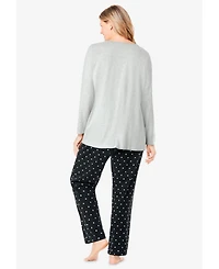 Dreams & Co. Women's Long Sleeve Knit Pj Set