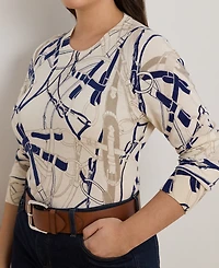 Lauren Ralph Plus Belting-Print Slim Fit Sweater