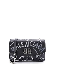 Pre-Owned Balenciaga Small Bb Graffiti Chain Wallet Leather
