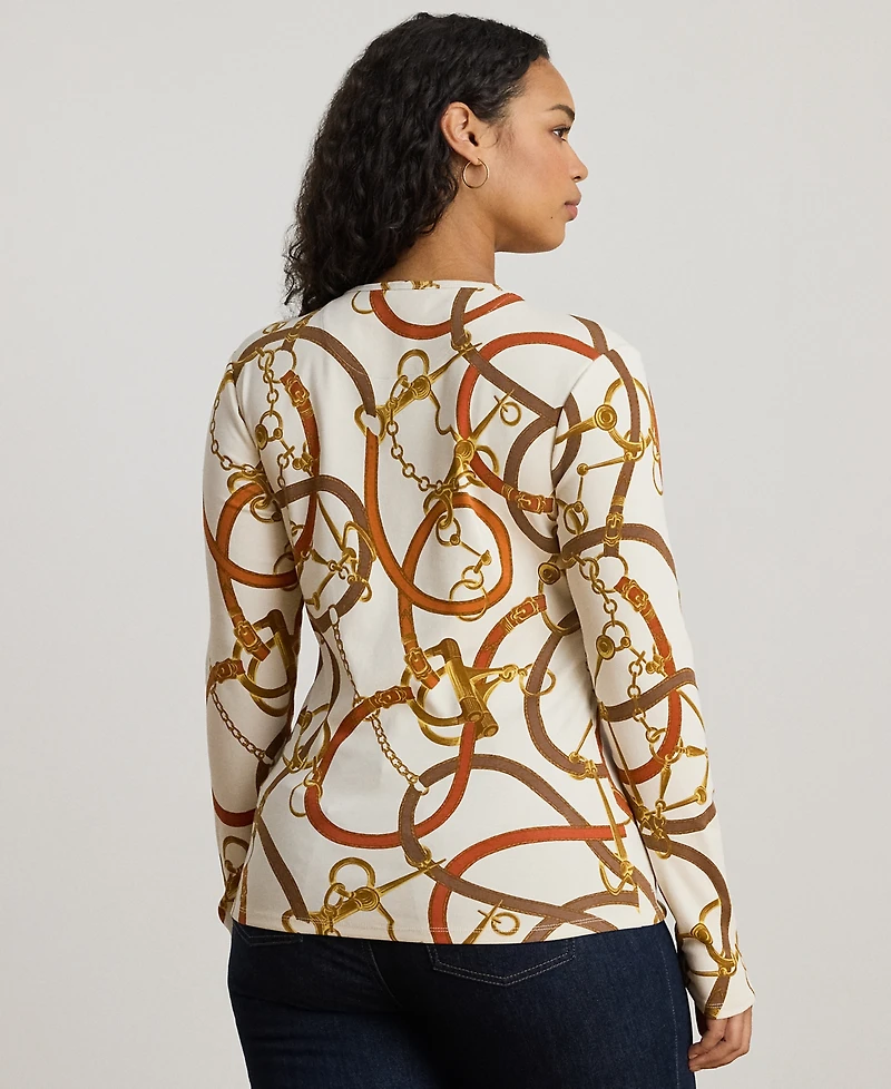 Lauren Ralph Plus Belting-Print T-Shirt
