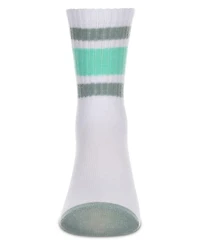 Memoi Little Girls Neon Stripe Cotton-Rich Crew Sock