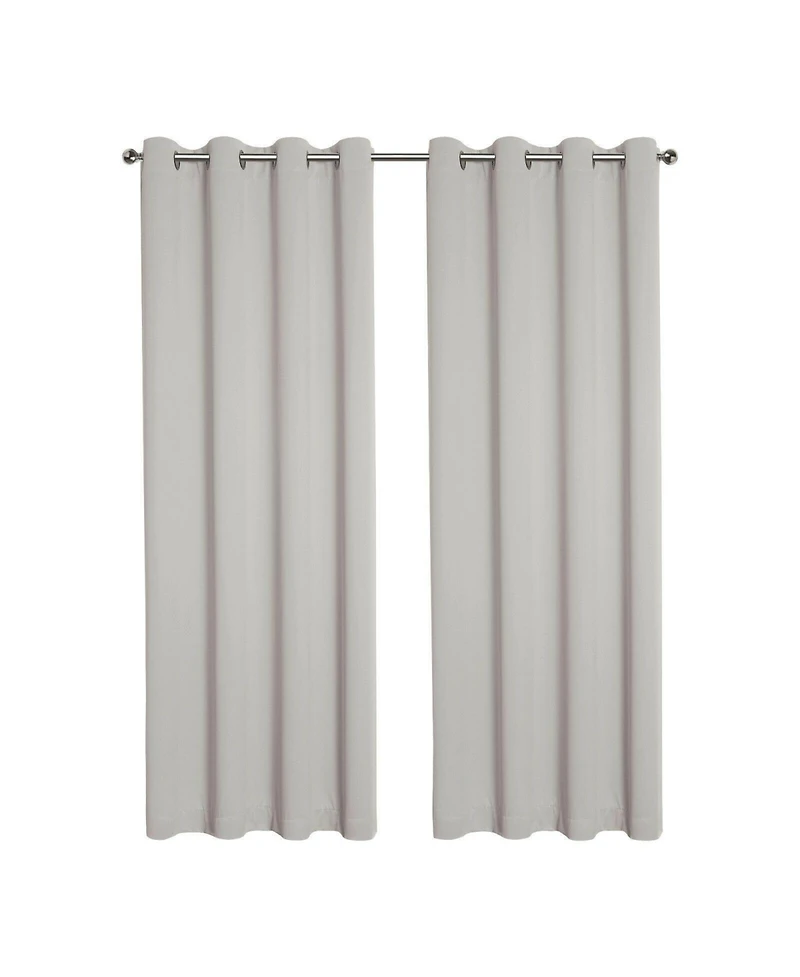 Kate Aurora 2 Piece Solid Colored Room Darkening Grommet Top Thermal Window Curtain Panels - 50" x 45" Light Beige